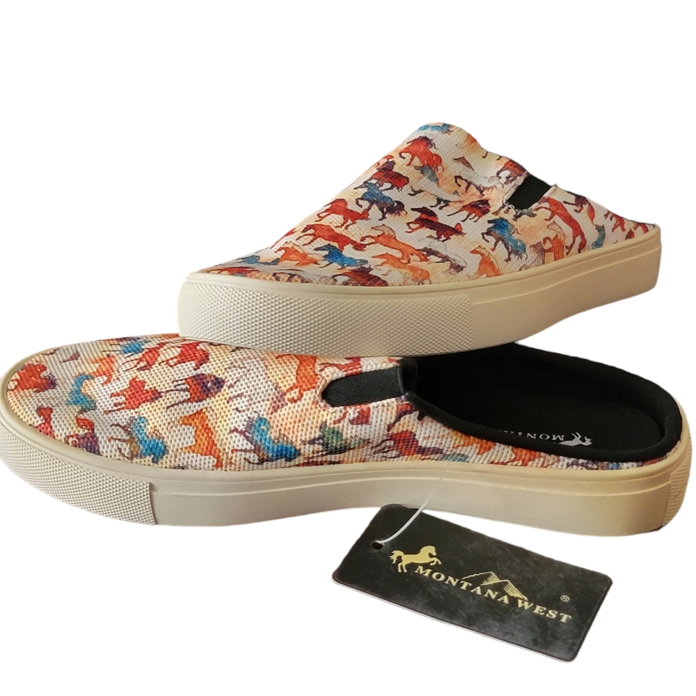 Montana West Westen Print Collection Sneaker Slides - By Case Horses
